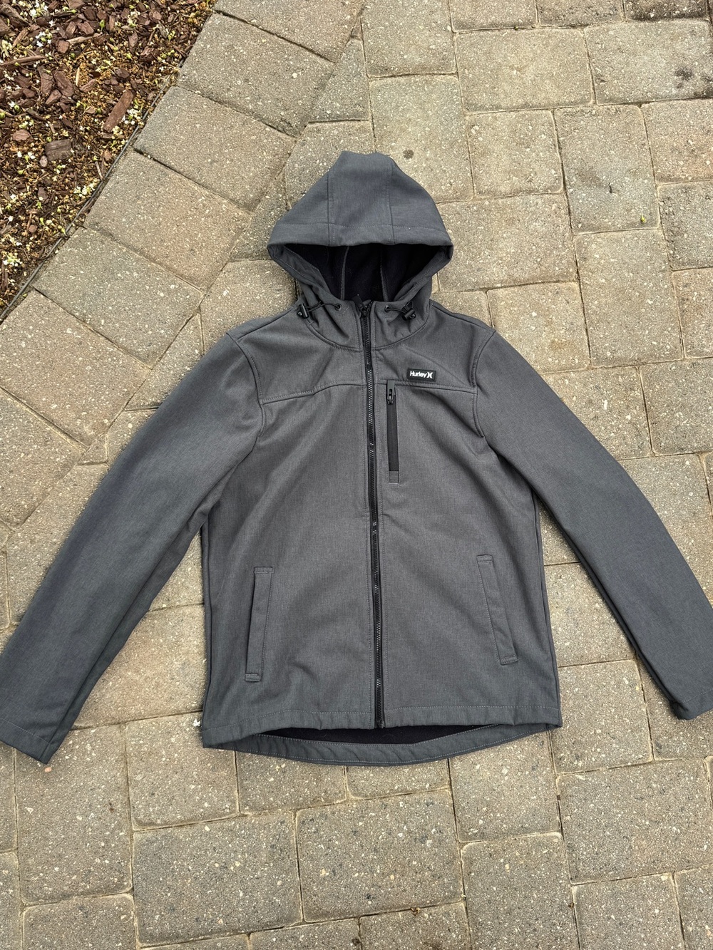 Hurley Gray Fleece Lined Hooded Softshell Performance Jacket Men’s Small